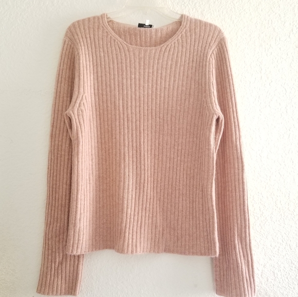 VINCE Wool Cashmere Knitted Pullover Sweater Size L Large Pink Tan - Picture 3 of 8